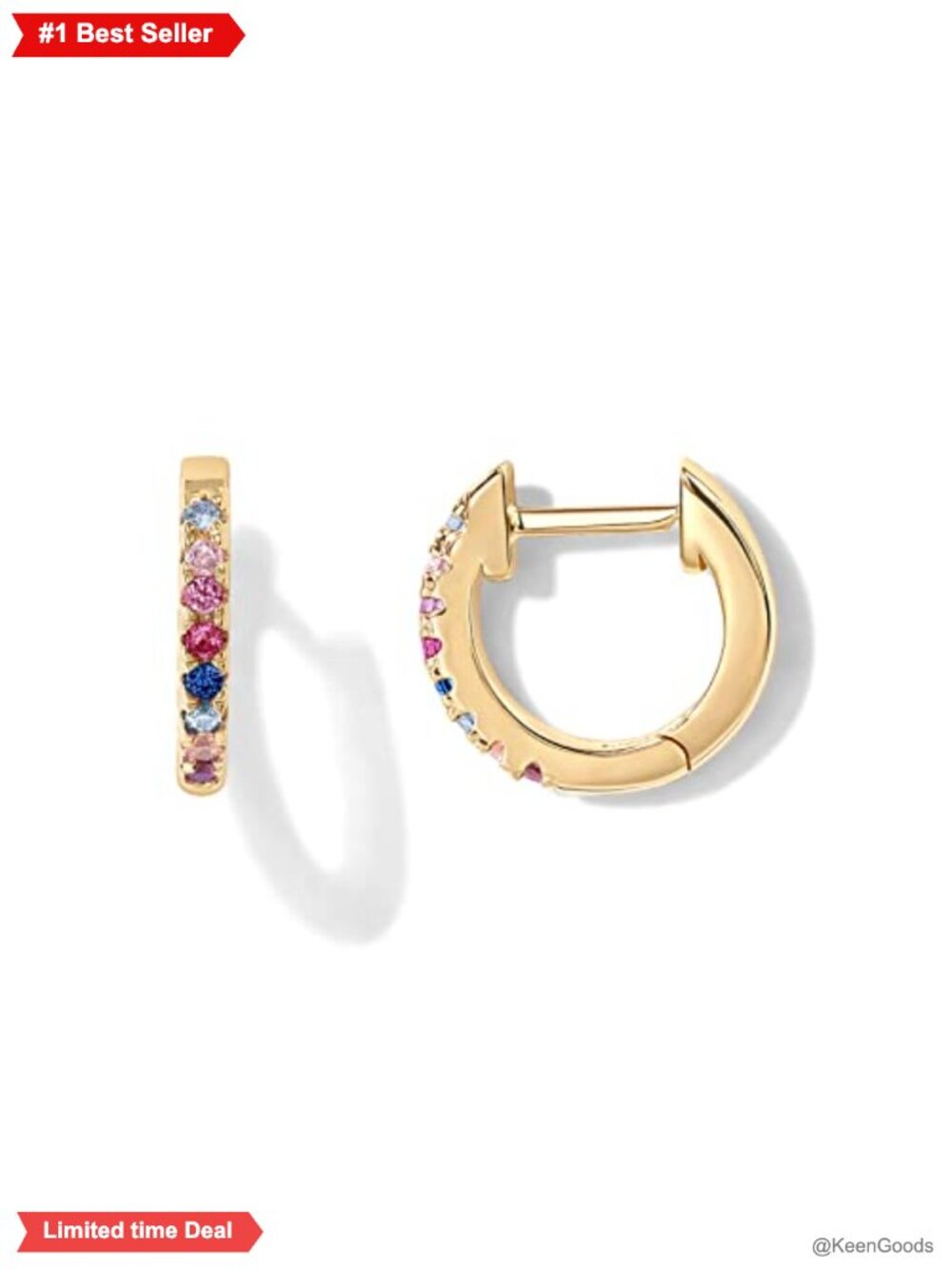 14K Gold Plated 925 Sterling Silver Huggie Earrings Cubic Zirconia